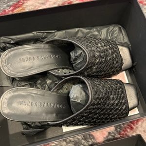 Freda Salvador Pia Black Woven Mule